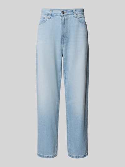 Produktfoto, Jeans im 5-Pocket-Design Modell 'Landon' von Carhartt Work In Progress, Herren Jeans aus Reine Baumwolle, Straight Fit, Knopf- und Reißverschluss, Gürtelschlaufen, hellblaue Waschung, Bundweite bei Größe 32: 44 cm, Innenbeinlänge bei Größe 32: 77 cm, glatte und robuste Textur