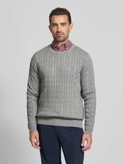 Tommy Hilfiger Regular fit gebreide pullover van zuiver katoen Lichtgrijs - 4