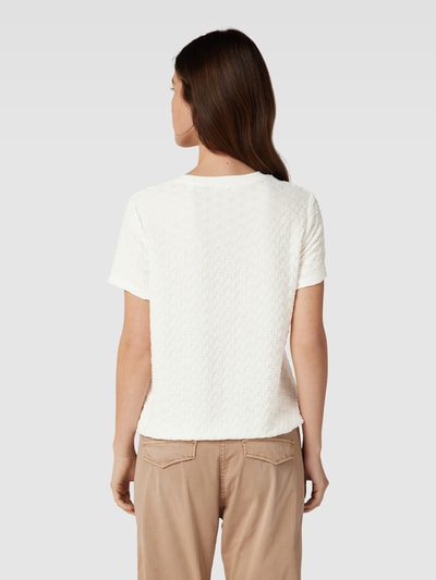 OPUS T-shirt met structuurmotief, model 'Saanu' Offwhite - 5