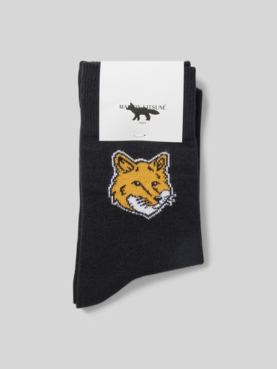 MAISON KITSUNE Socken mit Motiv-Print Black 3