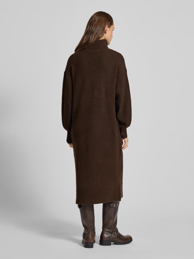 Pieces Sukienka o kroju oversized z dzianiny z dodatkiem wełny model ‘MALOU’ Czekoladowy melanż 5