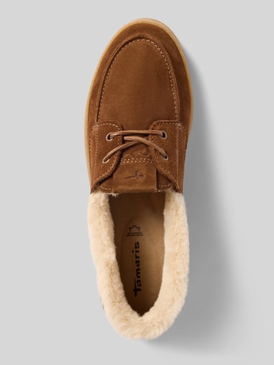 Produktfoto, brązowe buty wsuwane 'Slipper aus echtem Rindsleder' od Tamaris, damskie buty wsuwane, skóra bydlęca, widok z góry