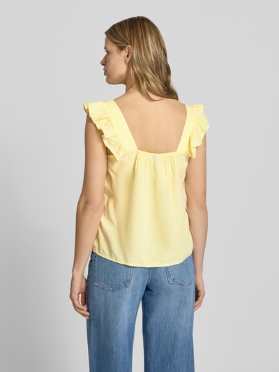 PIECES Regular Fit Blusentop aus Baumwoll-Leinen-Mix Modell 'PIA' Hellgelb 5