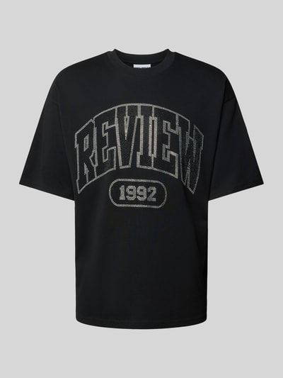 REVIEW Oversized T-shirt met labelprint Zwart - 2