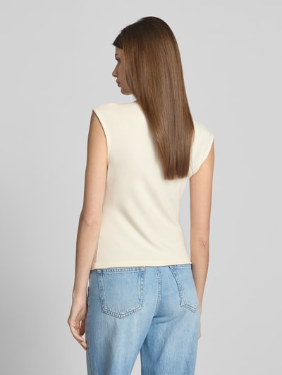 Zero Top mit Stehkragen und Ziersteinbesatz Offwhite 5