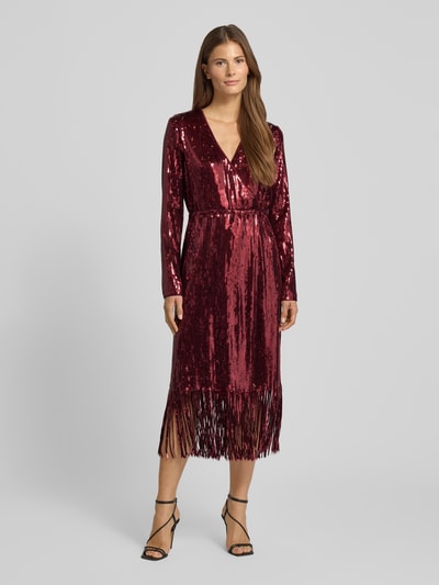 YAS Knielanges Cocktailkleid mit Pailletten Modell 'TIO' Bordeaux 4