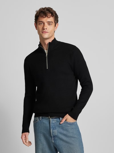 Only & Sons Regular fit gebreide pullover met opstaande kraag, model 'PHIL' Zwart - 4