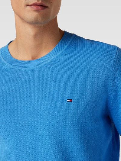 Tommy Hilfiger Gebreide pullover met labelstitching, model 'CHAIN' Aquablauw - 3