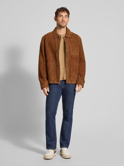 SELECTED HOMME T-shirt o kroju regular fit z mieszanki bawełny model ‘ASPEN’ Beżowy 1