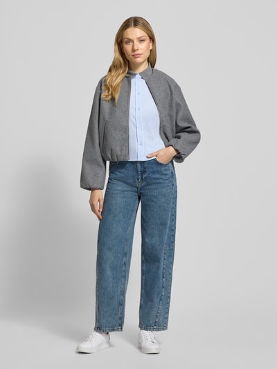 Oui Bluzka koszulowa o kroju relaxed fit z kołnierzykiem koszulowym model 'Nina' Jasnoniebieski 1