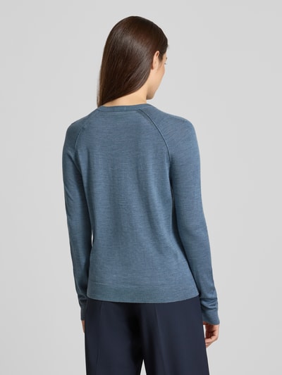 BOSS Regular fit gebreid jack van zuivere scheerwol, model 'FONAMI' Rookblauw - 5