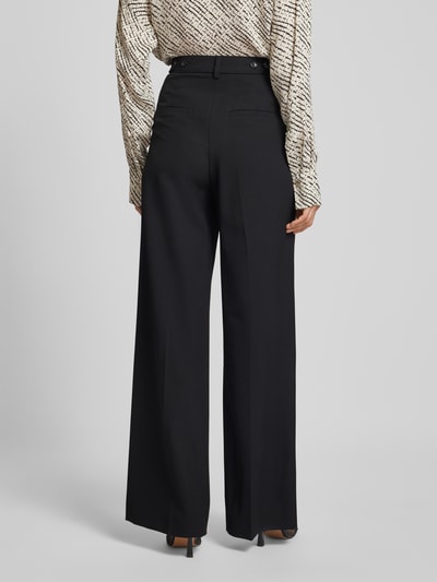 Luisa Cerano Wide leg stoffen broek met riemlussen Zwart - 5