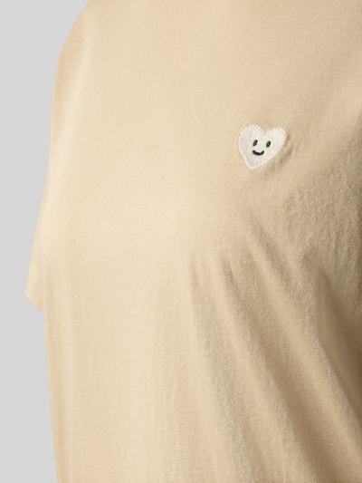 Jake*s Casual Pyjamabovendeel met motiefstitching Zand - 2