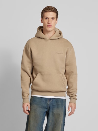 REVIEW Oversized Hoodie mit Label-Detail Taupe 4