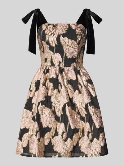 Lipsy Regular fit avondjurk met all-over bloemenstitching Goud gemêleerd - 2