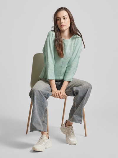 OPUS Sweatshirt met ajourpatroon, model 'Semilia' Mintgroen - 1