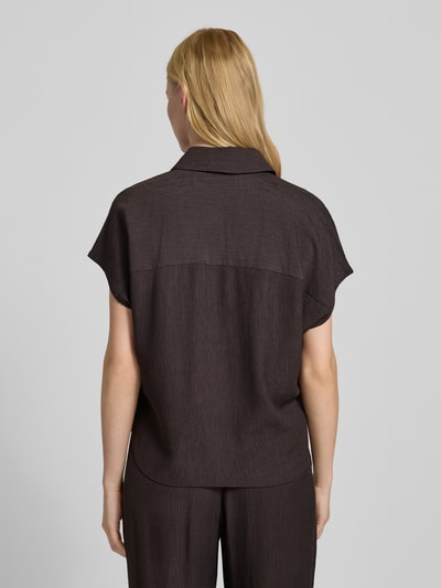 OPUS Bluzka o kroju regular fit z fakturowanym wzorem model ‘Fasinga’ Czekoladowy 5