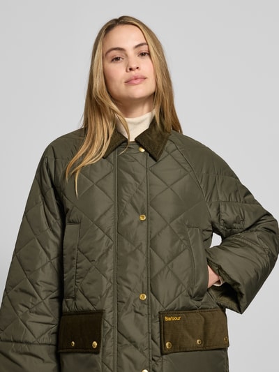 Barbour Regular Fit Steppjacke mit Cord-Details Modell 'ALDBURGH' Oliv 3