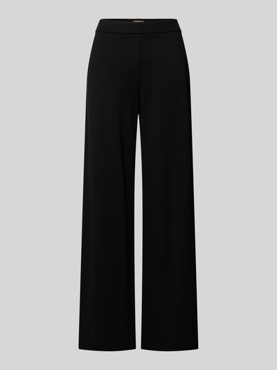 Produktfoto, schwarze Stoffhose mit weitem Bein, Viskose-Mix, französische Eingrifftaschen, Modell 'NALEY' von SEDUCTIVE