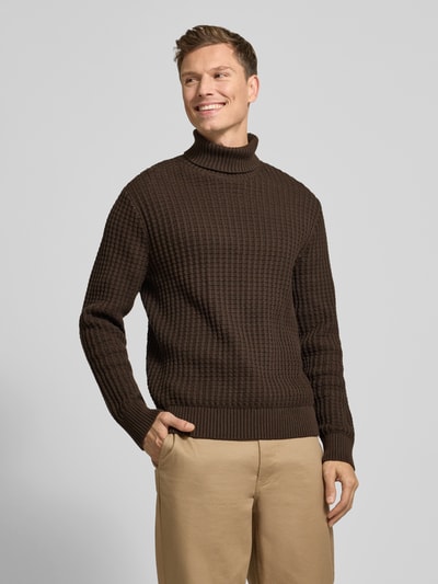 SELECTED HOMME Regular fit coltrui in wafelstructuur, model 'TOM' Chocoladebruin - 4