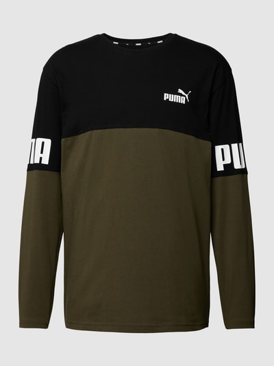 PUMA PERFORMANCE Longsleeve mit Label-Prints Modell 'Puma Power Colorblock Lon' Oliv 2