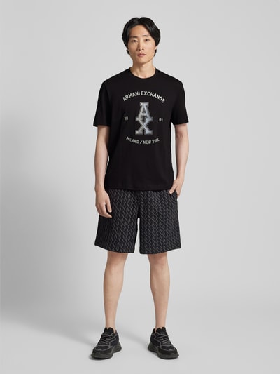 ARMANI EXCHANGE T-shirt met labelprint Zwart - 1