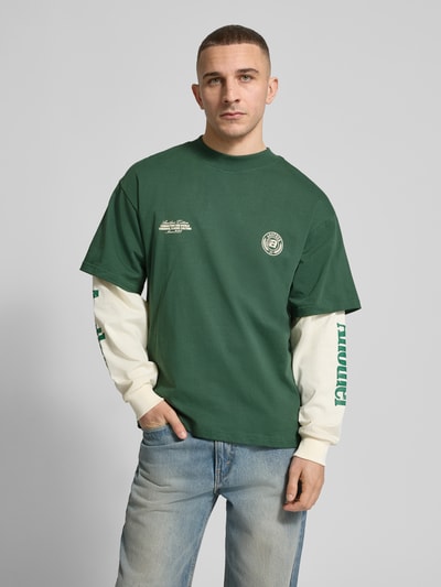 ANOTHER COTTON LAB Relaxed Fit Longsleeve im Double-Layer-Look Modell 'Sunday Miles' Gruen 4