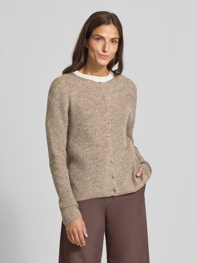 ICHI Strickjacke mit Rundhalsausschnitt Modell 'KAMARA' Taupe 4