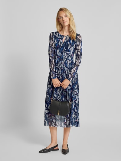 Tom Tailor Midi Kleid mit Rundhalsausschnitt Dunkelblau 1