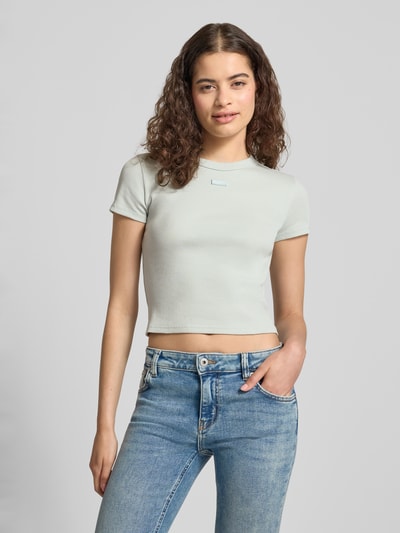 HUGO Blue Slim Fit cropped T-Shirt aus Baumwoll-Mix Modell 'BABY TEE_B' Schilf 4