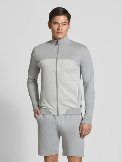 BOSS Regular fit sweatjack van katoenmix Lichtgrijs - 4