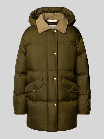 Marc O'Polo Regular fit lange donsjas met doorgestikte naden Kaki - 2