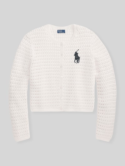 Polo Ralph Lauren Cropped Strickjacke aus reiner Baumwolle Weiss 2