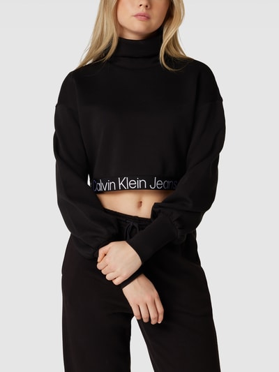Calvin Klein Jeans Cropped Sweatshirt mit Rollkragen Black 4