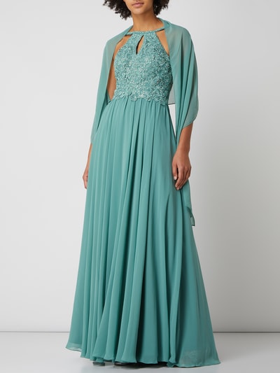 Luxuar Abendkleid aus Chiffon mit Ziersteinen Mint 4