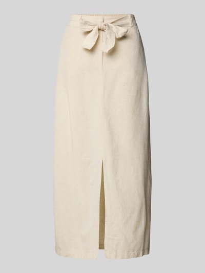 Vila Midirock aus Viskose-Baumwoll-Mix mit Leinen-Anteil Modell 'PRISILLA' Beige 2