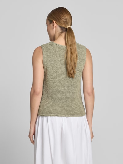 Oui Stricktop aus Baumwoll-Mix mit Rundhalsausschnitt Gruen 5