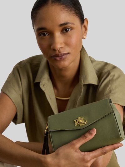 Lauren Ralph Lauren Torba na ramię z prawdziwej skóry z odpinanym łańcuszkiem do noszenia Limonkowy 4