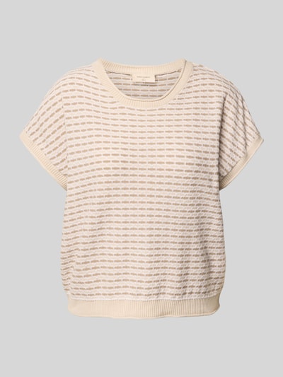 FREE/QUENT Gebreid shirt met ronde hals, model 'DODO' Taupe - 2