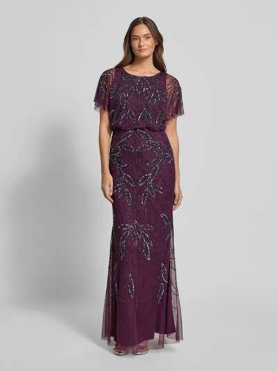 Christian Berg Cocktail Abendkleid mit Perlen und Pailletten Purple 4