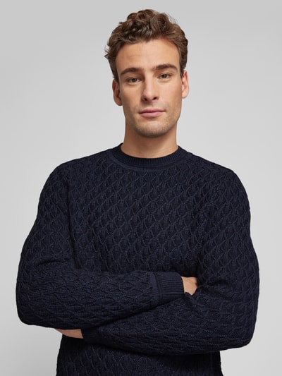 GABBA Gebreide pullover met ronde hals, model 'AKSLA' Marineblauw - 3