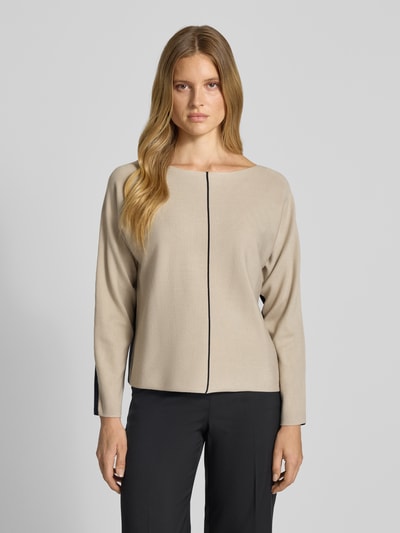 s.Oliver BLACK LABEL Comfort Fit Strickpullover mit anders farbiger Rückseite Taupe 4