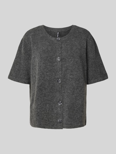 Pieces Regular fit gebreid jack met korte mouwen, model 'JIKO' Middengrijs gemêleerd - 2