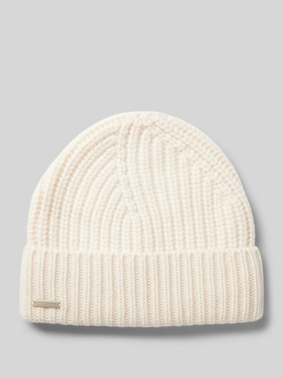 Seeberger Beanie aus reinem Kaschmir mit Label-Detail Offwhite 1