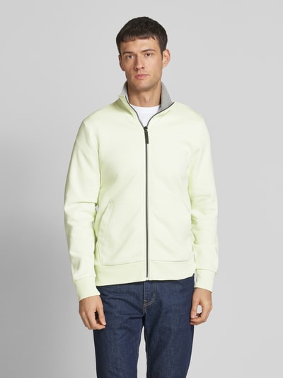 Tom Tailor Regular Fit Sweatjacke aus Baumwoll-Mix mit Stehkragen Neon Gelb 4