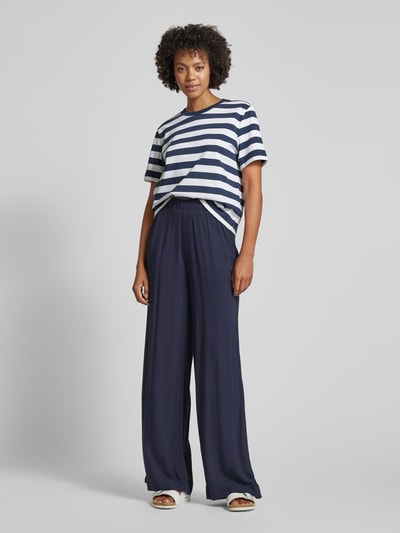 ICHI Wide leg stoffen broek met bandplooien, model 'MARRAKECH' Marineblauw - 1