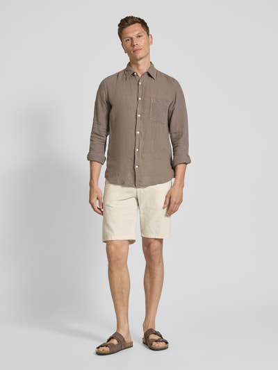 Lindbergh Bermuda met steekzakken opzij en strikceintuur Zand - 1