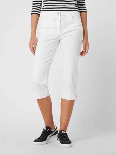 Zerres Straight fit capri-jeans met stretch, model 'Greta'  Wit - 4