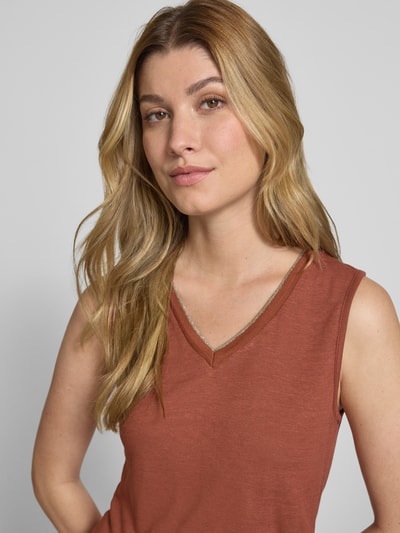 Soyaconcept Linnen top met V-hals, model 'EMEL' Roestrood - 3