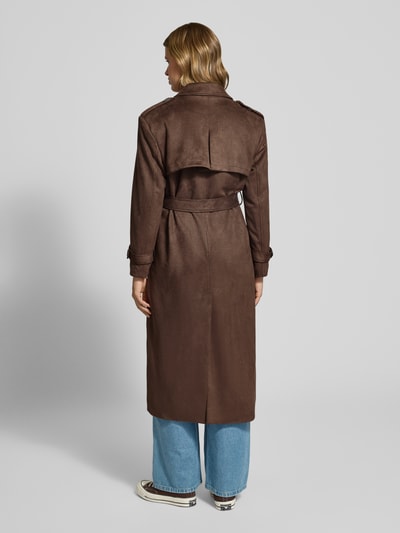 ONLY Płaszcz w kroju regular fit z materiał skóropodobny model 'LINA' Czekoladowy 5